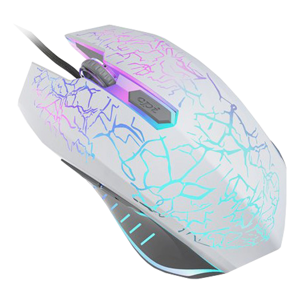Mouse gamer iluminado multicolor blanco 2400dpi y botones de avance